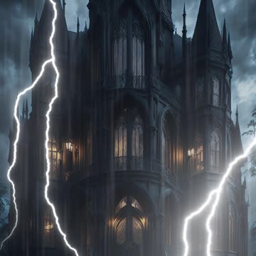 Black Gothic House | Haunted House | Thunderstorm | Digital Art | AI Art #blackhouse #hauntedhouse