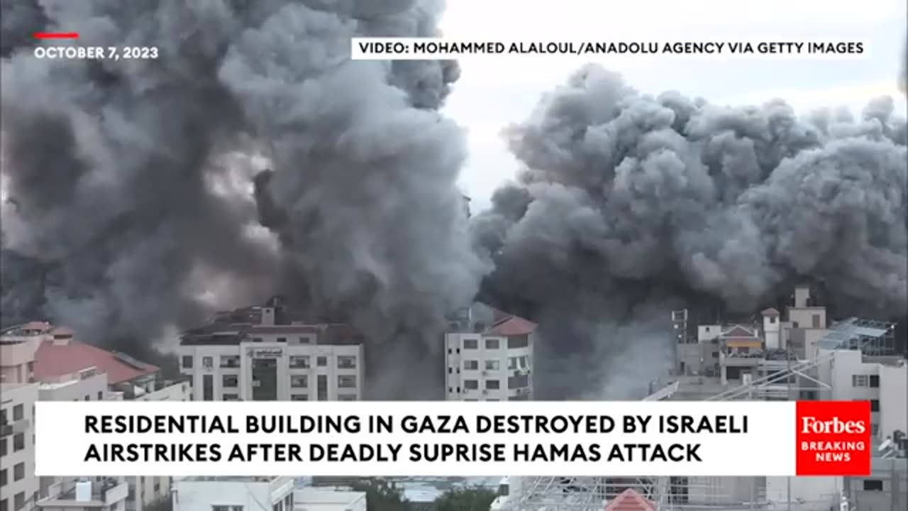 Residential Building In Gaza Strip Collapses After Israeli Strike In Response To Hamas Attack