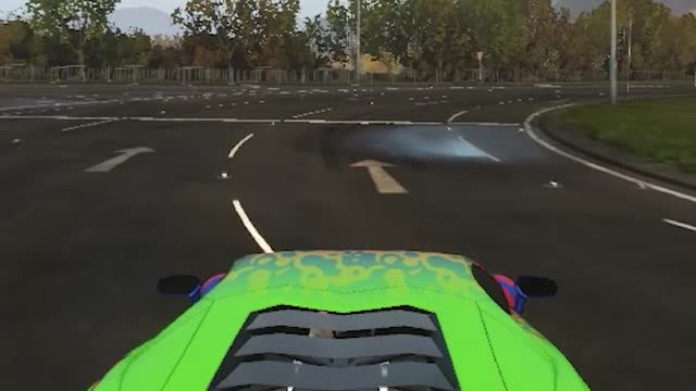 I drive around the ring in a Lamborghini