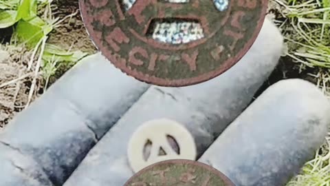 Trolley Bus Token and Two wheats