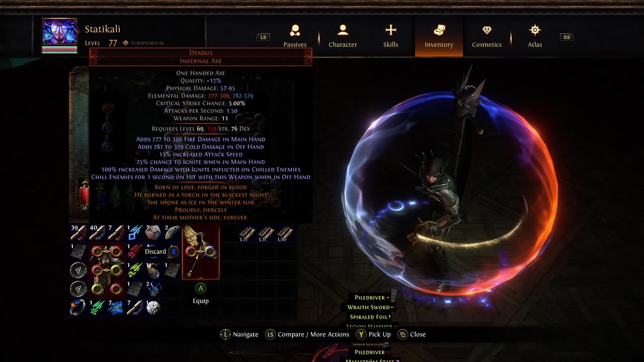 POE SSF Crucible Unique Infernal Axe Dyadus