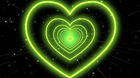 1066. Heart Tunnel Video💚Green Neon Lights Heart Heart