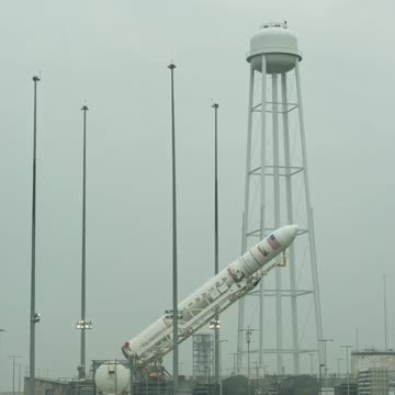 Antares Rocket Raised on Launch Pad