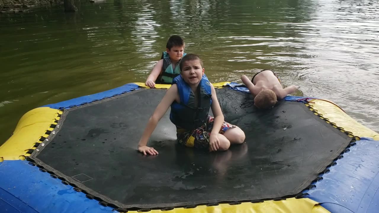 WATER TRAMPOLINE FUN on LAKE BARKLEY. CADIZ, KY.