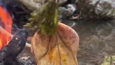 Chicken roasted in forest 😋🌲🌳