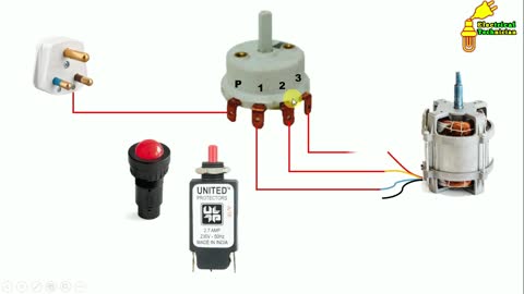 Mixer Grinder wiring with universal motor, rotary switch And overload relay