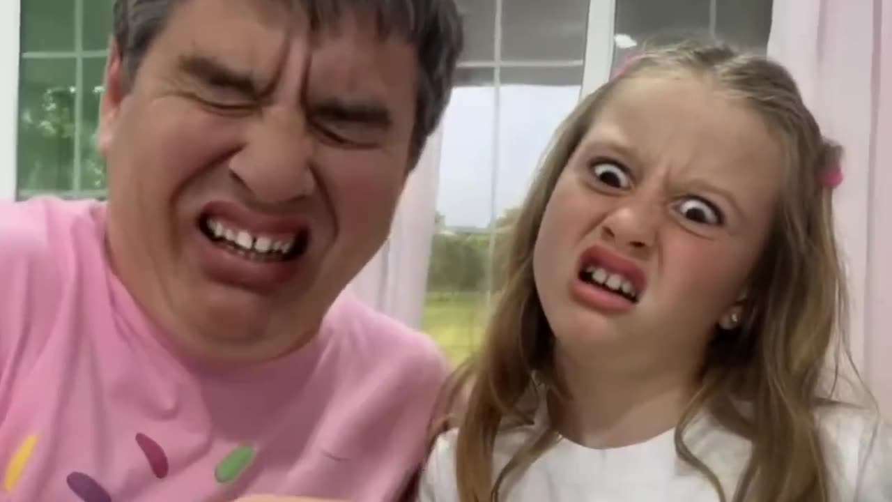 Nastya and Dad funny faces