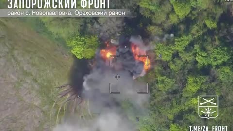 Destruction of Ukrainian Gvozdika SAU by Russian artillery fire.