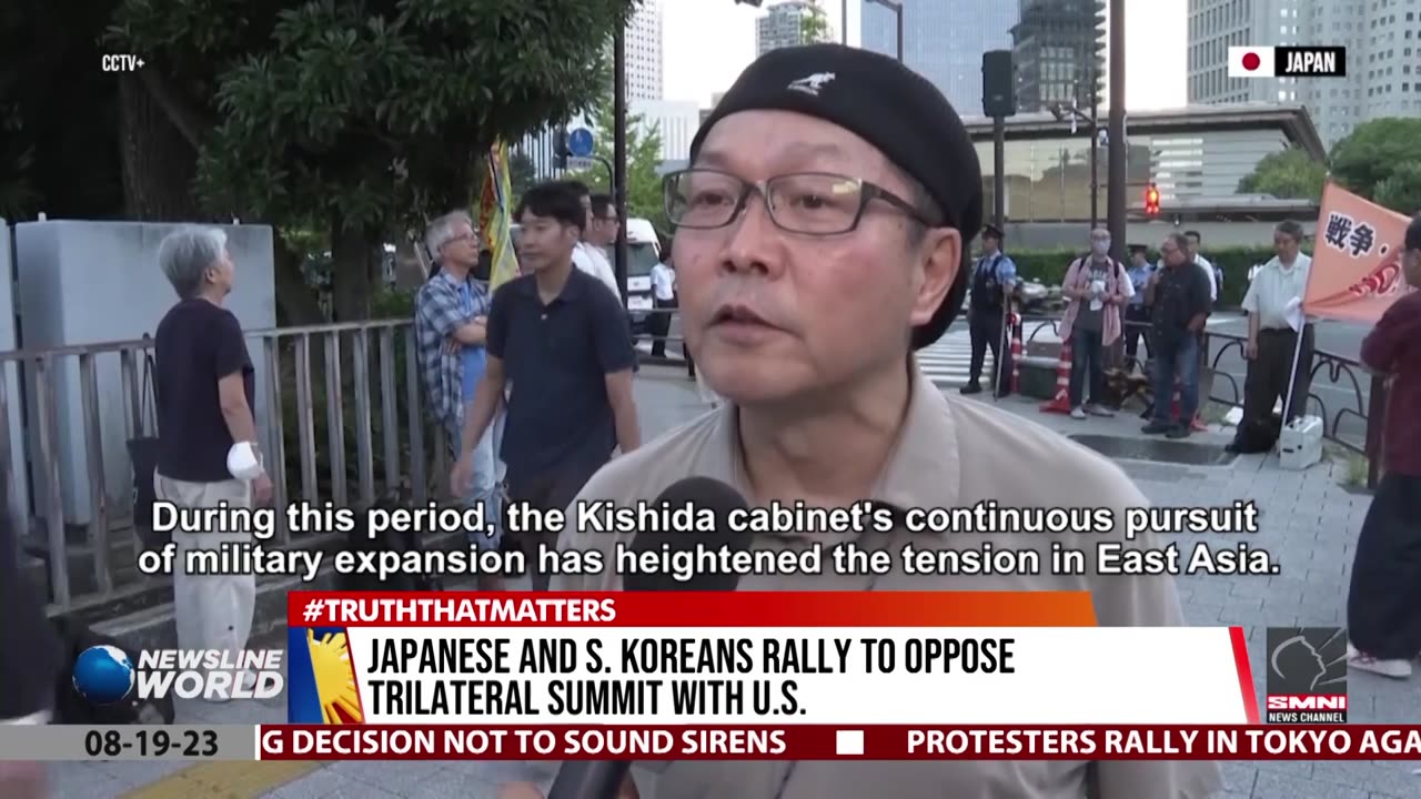 Japanese and S. Koreans rally to oppose trilateral summit with US