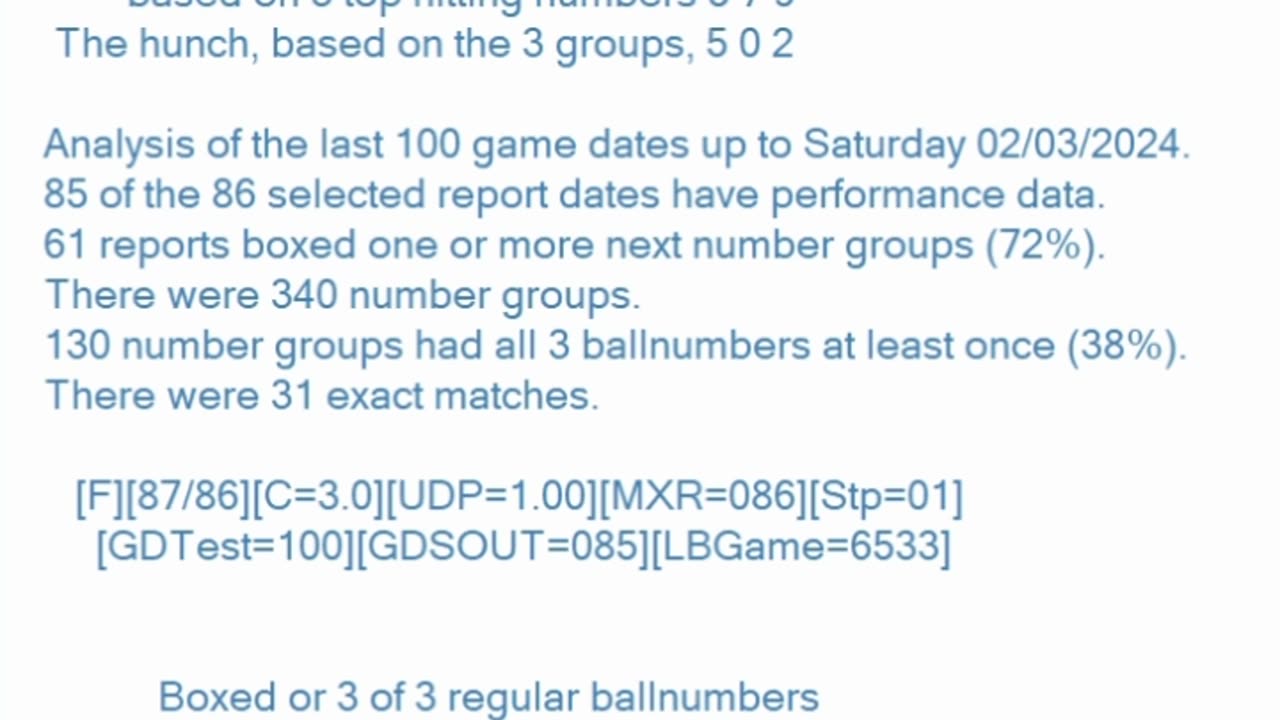 OKLAHOMA PICK 3 Next BallNumbers as of Saturday 02/03/2024