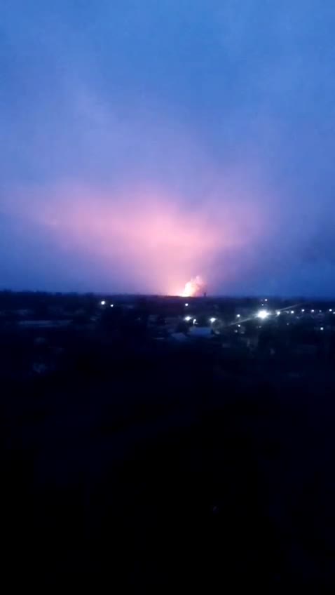 Fire at military warehouses near Balakleya