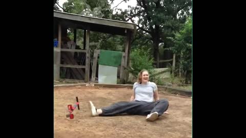 Funny moment of a woman