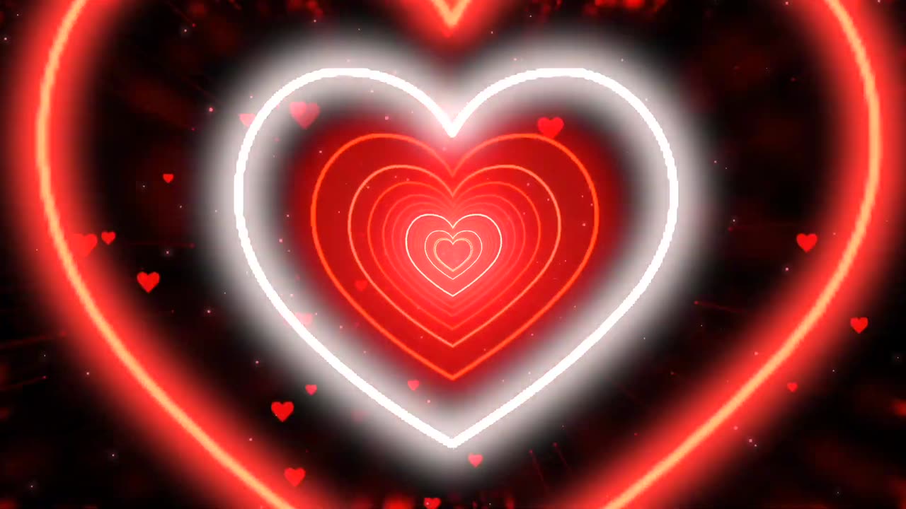 939. Heart Tunnel❤️Red Heart Background Neon Heart Heart