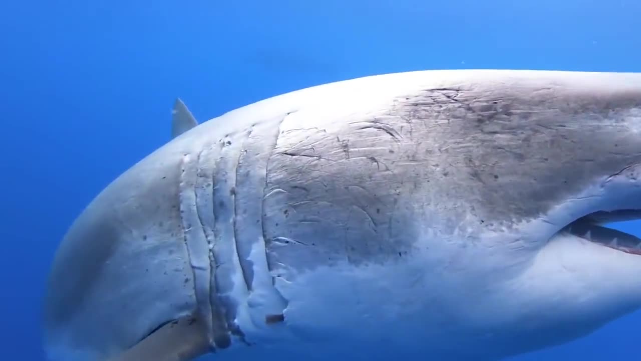 Ocean Ramsey swims with the world's largest great white shark