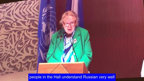 UN DIRECTOR-GENERAL GENEVA, TATIANA VALOVAYA, SPEAKS ON MAY 19, 2023 AT UN SCREENING OF, "NUREMBERG"