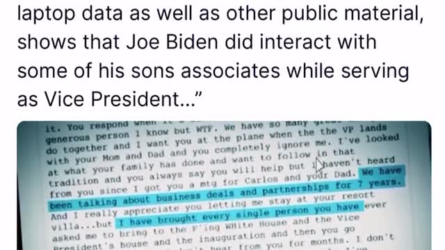 Hunters Laptop Shows Biden did Interact with Sons Associates While Serving as VP