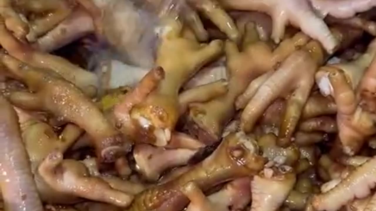 chicken feet with fried grapes. 🤔