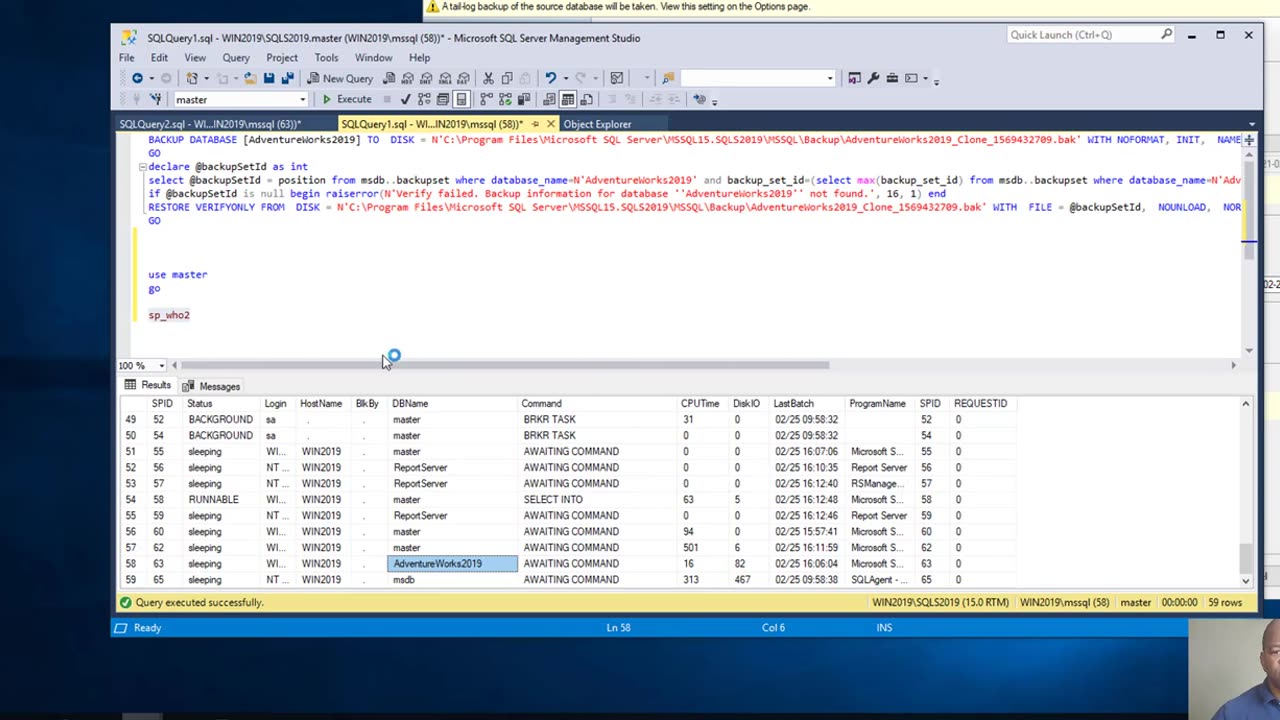 How to Restore a deleted table in Database on SQL Server 2019