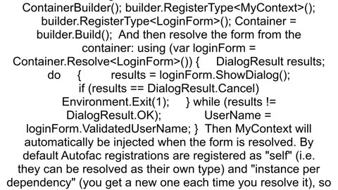 How to use Autofac with Winforms to inject a dependency