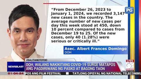 DOH, walang nakikitang COVID-19 surge matapos ang pagdiriwang ng Pasko at Bagong Taon
