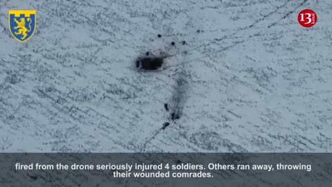 Russian soldiers crawling across the snowy Ukrainian steppes - tanks of Russians were fired upon