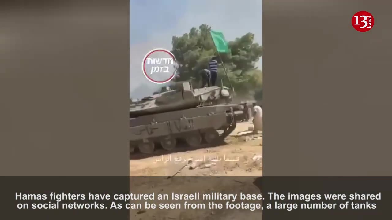Footage of an Israeli military base and equipment captured by Hamas fighters