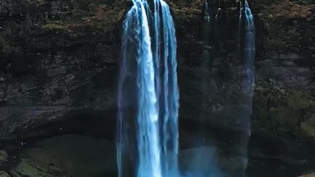 down the waterfall
