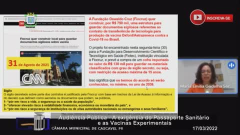 Drª Maria Gadelha Serra - Audiência Pública Passaporte Sanitário Cascavel PR