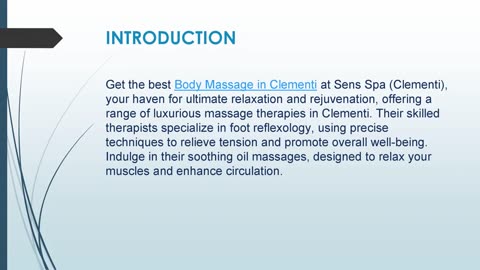 Get the best Body Massage in Clementi