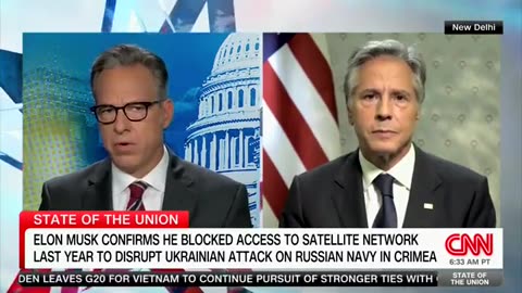 CNN asked Blinken about Elon Musk blocking Starlink for a Ukrainian attack.