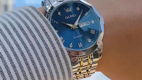 OLEVS Men's Watches Rhombus Mirror Original Quartz Watch for Man Waterproof Luminous Stainless Steel