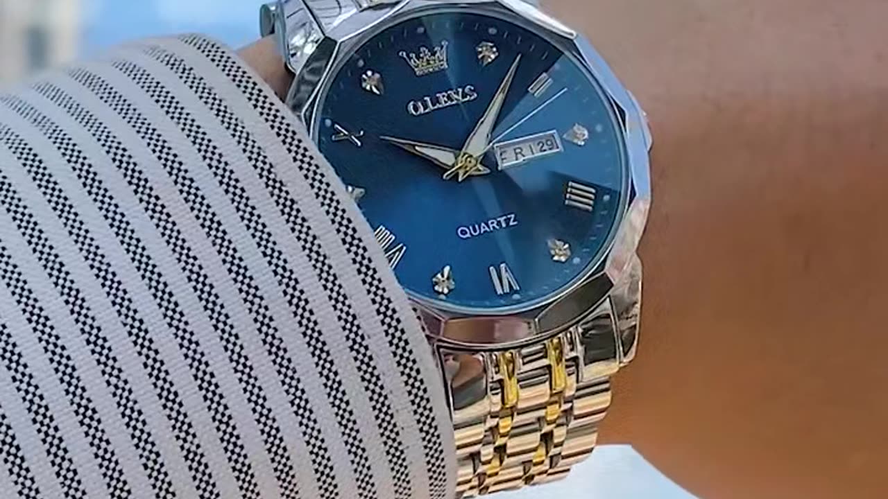 OLEVS Men's Watches Rhombus Mirror Original Quartz Watch for Man Waterproof Luminous Stainless Steel