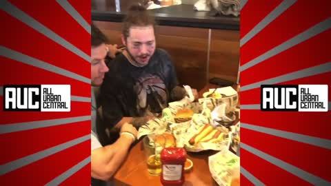 Post Malone Pulls Up On Mark Wahlbergs To Eat At His Burger Joint