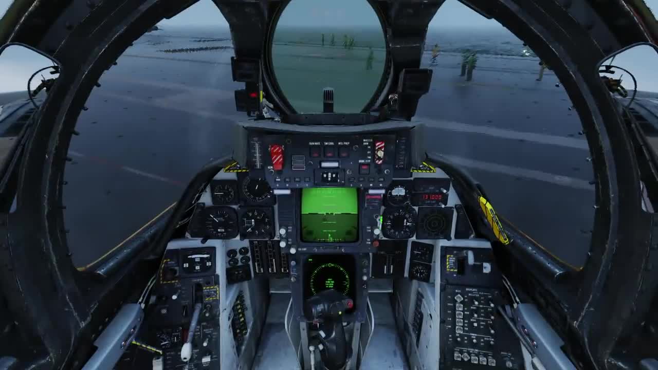 Rainy Supercarrier Startup and Takeoff in the F-14 _ DCS World
