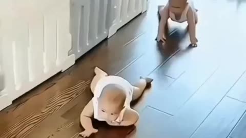 baby crawling in a cute style