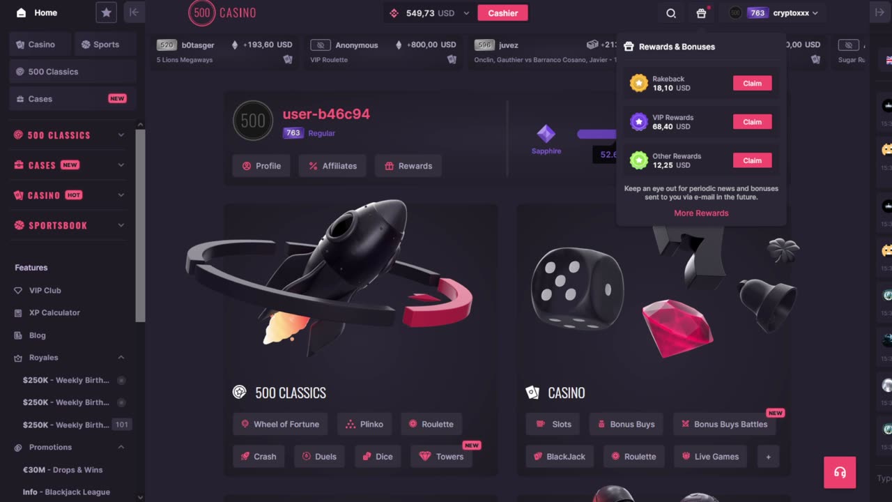 500 Casino - Weekly Bonus