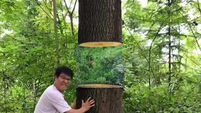 Blending trees with their background using a painting brush