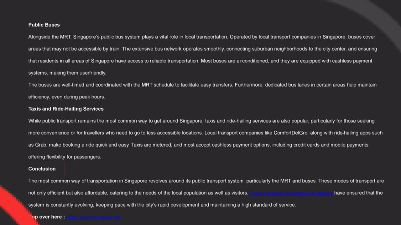 Singapore is known for its efficient and well-organized transportation system — Prospect Logistics
