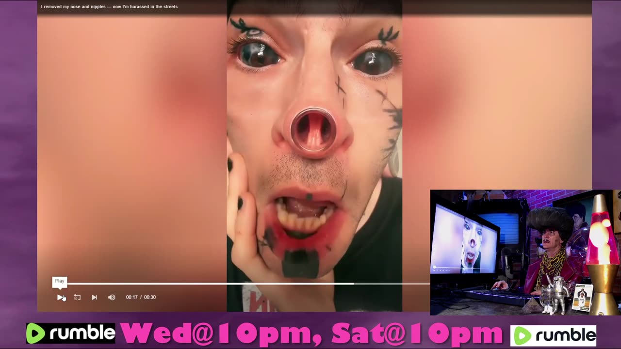 Creepy guy removes nose and nipples and is surprised about getting harassed in the streets