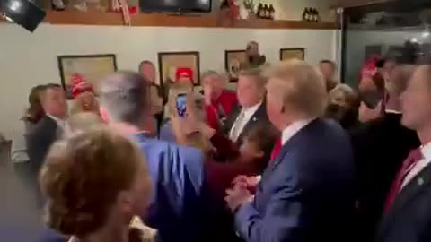 Trump stops by the Front Street Pub & Eatery in Davenport, Iowa