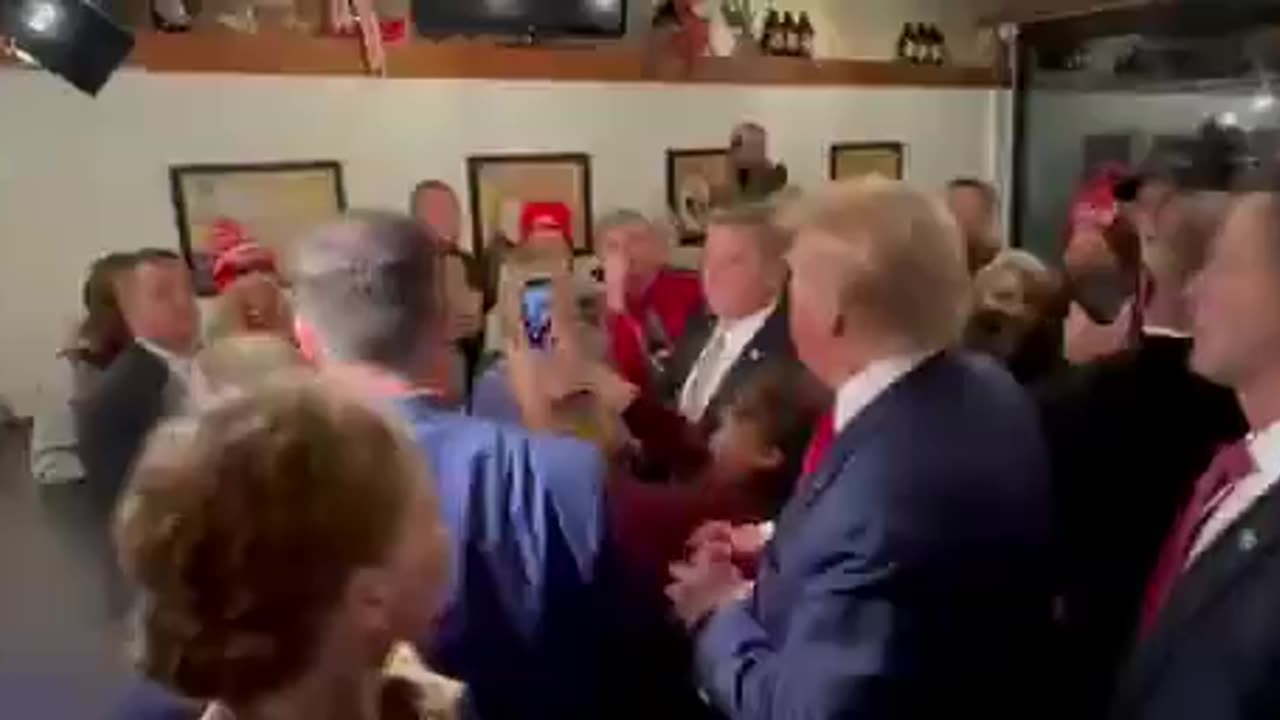 Trump stops by the Front Street Pub & Eatery in Davenport, Iowa