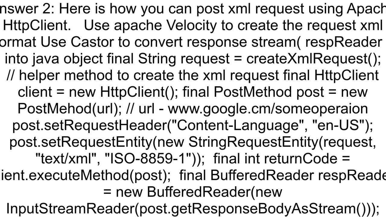 httpclient post xml content in java