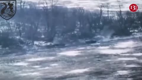 Ambushed Russians fall from equipment and get scattered on the ground - survivors hit by a drone