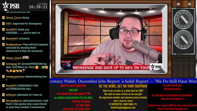 2022-01-07 15:00 EST - The Common Sense Show: Patriot Line Friday with Derek, PATRIOTski & Glry Anon