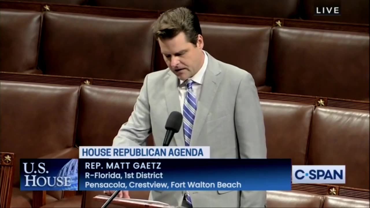 US Rep. Matt Gaetz speaks from the House Floor 9/12/23