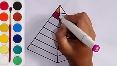 Pyramid Drawing, Colouring and Painting for Kids, Beautiful Colours, #pyramid