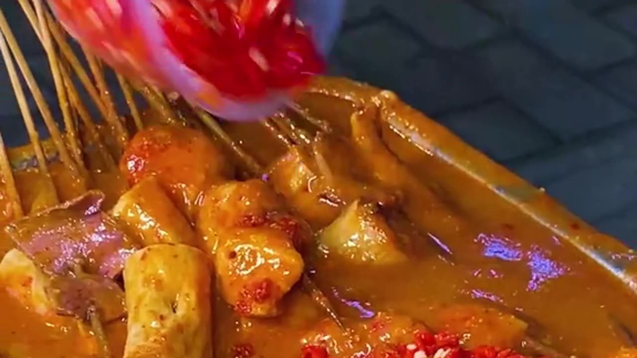 Mukbang Rice Cakes and Various Kinds of Satay