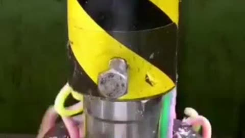 8th short video- Hydraulic press cruching candy video.