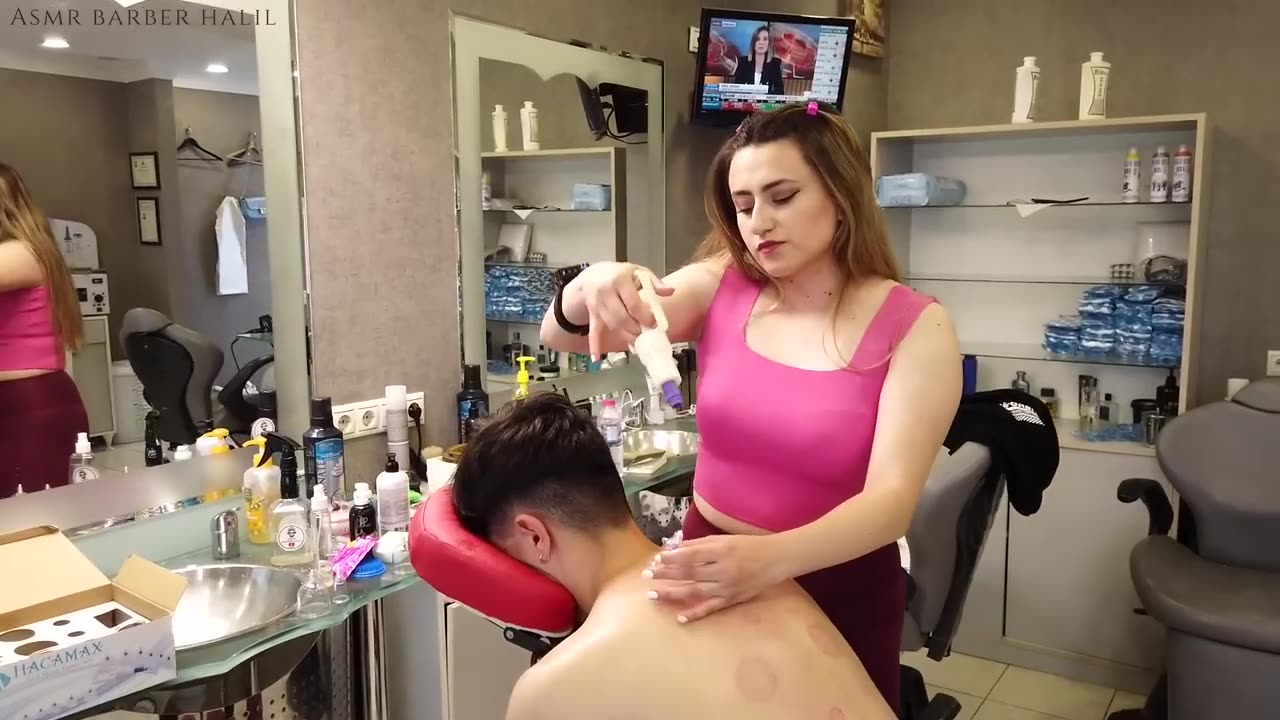 ASMR RELAXATION w_ LADY BARBER ALYONA's DEEP MASSAGE and SOFT BACK SCRATCHING _ SLEEP TIGHT.