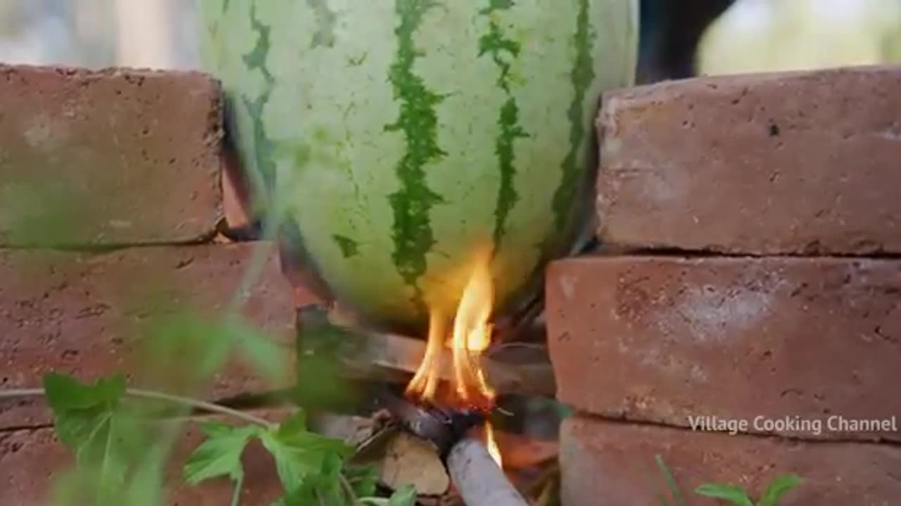 WATERMELON CHICKEN | Chicken Cooked in Watermelon Fruits | Country Chicken Gravy in Watermelon